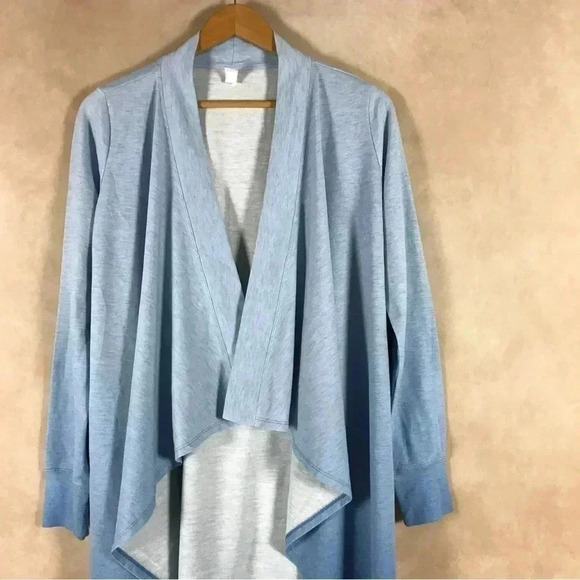 IDEOLOGY Women's Dip-Dye Waterfall Draped Open Front Cardigan, Blue, Small - Picture 2 of 5